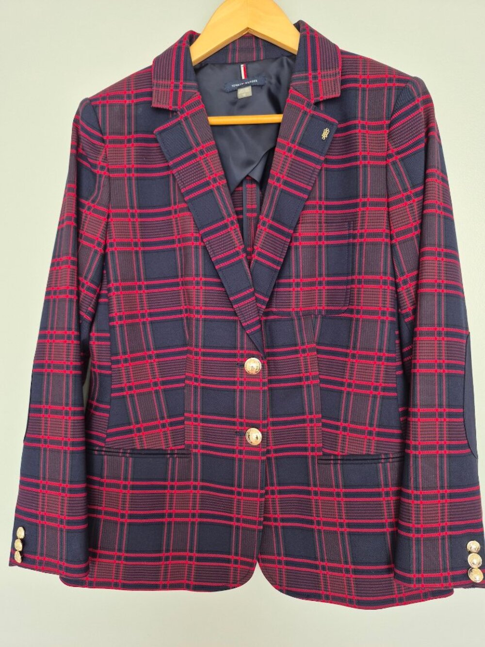 Tommy Hilfiger Plaid Blazer - Navy & Red Tartan (Size 12)